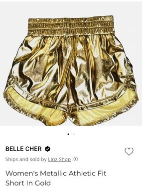 Belle Cher Metallic Gold Athletic Fit Shorts Sz Medium